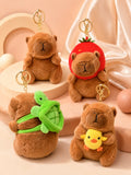 Capybara plush keychains in Plain, Tomato, Turtle and Duck designs