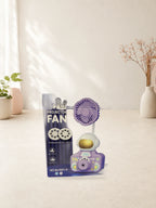 Projector Fan Purple standing realistically on a tabletop with its packaging