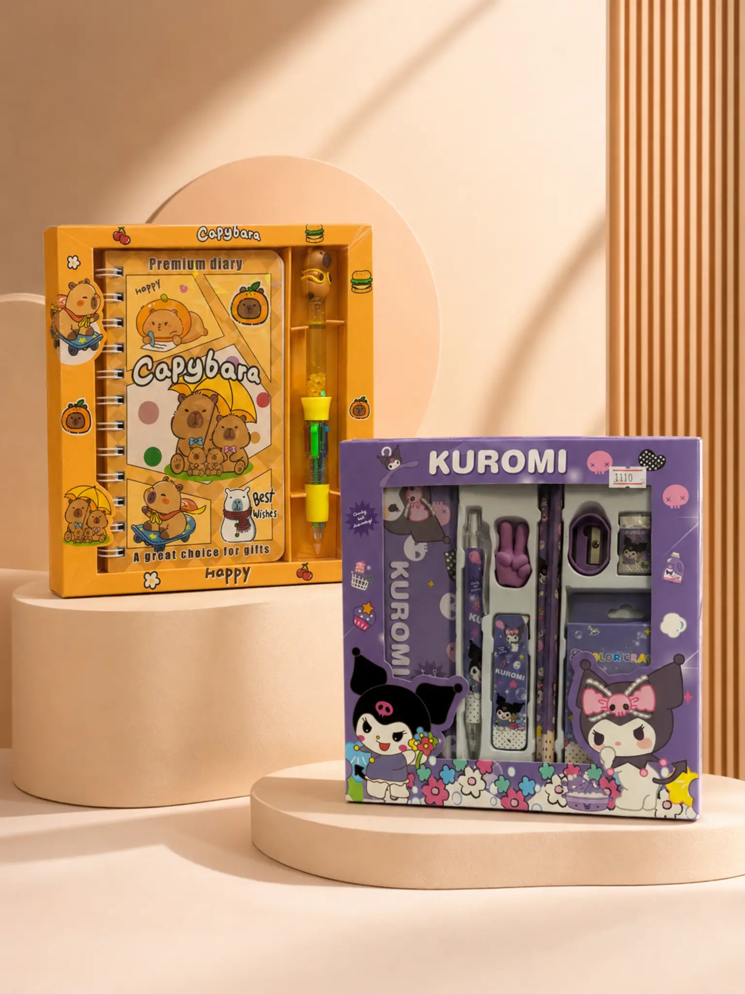 Two stationery gift sets in premium studio lighting