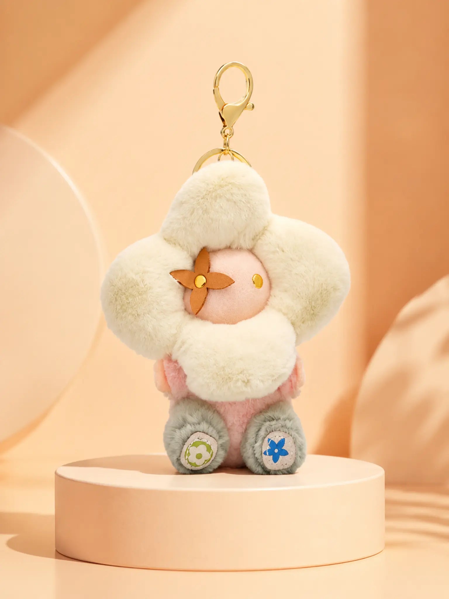 Vivienne flower plush keychain in premium studio lighting